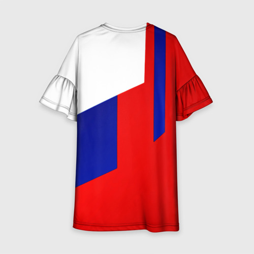 Детское платье 3D с принтом Россия геометрия спортивная, вид сзади #1