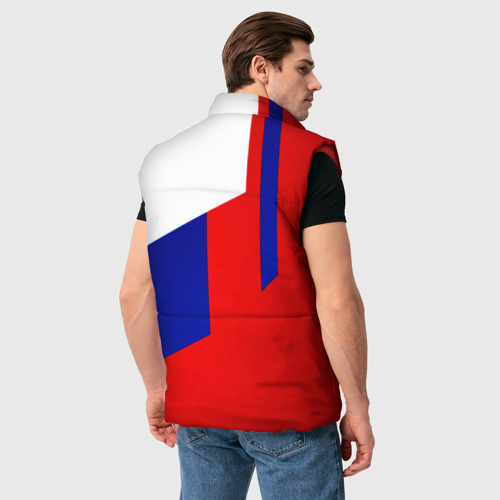 Мужской жилет утепленный 3D с принтом Россия геометрия спортивная, вид сзади #2