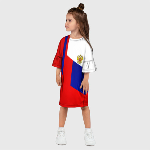 Детское платье 3D с принтом Россия геометрия спортивная, фото на моделе #1