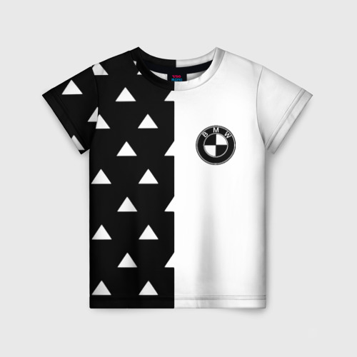 Детская футболка с принтом BMW геометрия, вид спереди №1
