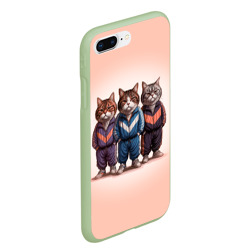 Чехол для iPhone 7Plus/8 Plus матовый Три полосатых кота в спортивных костюмах пацана - фото 2