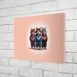 Холст прямоугольный Три полосатых кота в спортивных костюмах пацана - фото 2