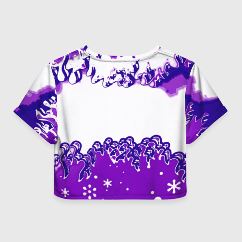 Женская футболка Crop-top 3D Pink floyd violet splash, цвет 3D печать - фото 2