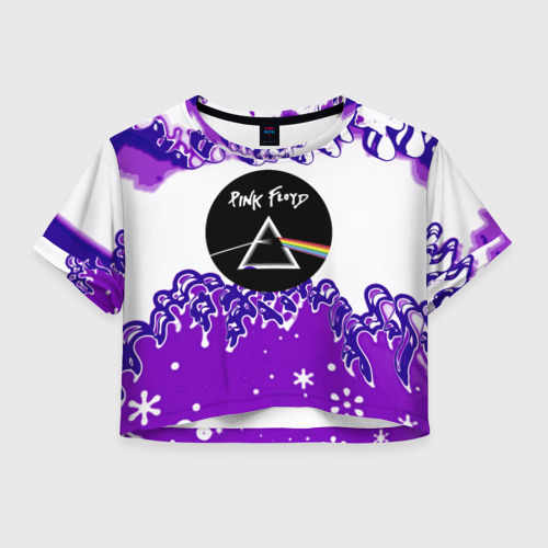 Женская футболка Crop-top 3D Pink floyd violet splash, цвет 3D печать