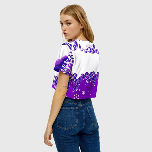 Женская футболка Crop-top 3D Pink floyd violet splash, цвет 3D печать - фото 5