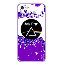 Чехол для iPhone 5/5S матовый Pink floyd violet splash