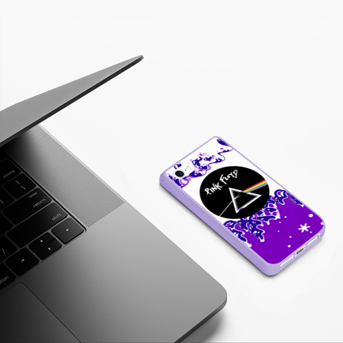 Чехол для iPhone 5/5S матовый Pink floyd violet splash, цвет светло-сиреневый - фото 5