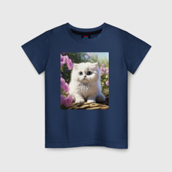 Котенок и цветы 1 – Детская футболка хлопок с принтом купить со скидкой в -20%