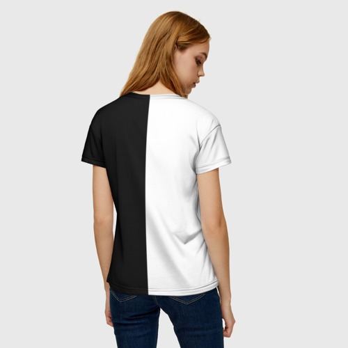 Женская футболка 3D с принтом Тхэквондо черный и белый, вид сзади #2
