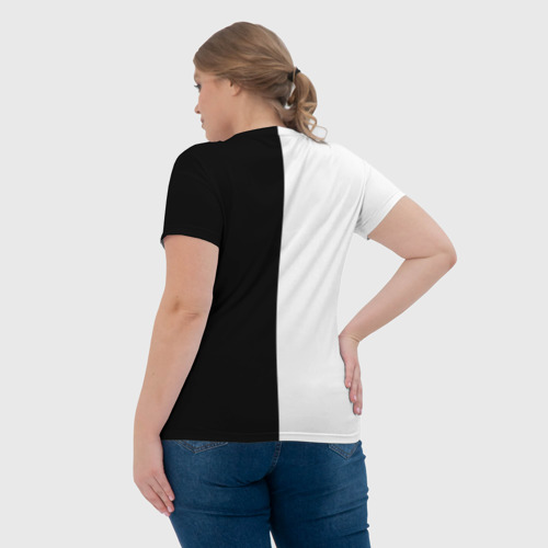 Женская футболка 3D с принтом Тхэквондо черный и белый, вид сзади #2