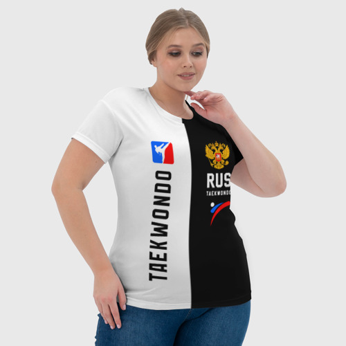 Женская футболка 3D с принтом Тхэквондо черный и белый, фото #4