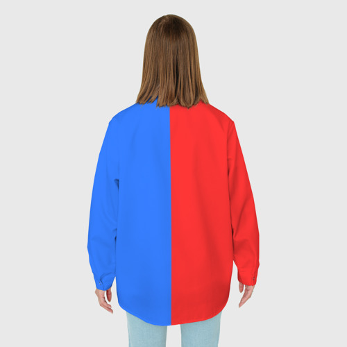 Женская рубашка oversize 3D с принтом Тхэквондо синий и красный, вид сзади #2