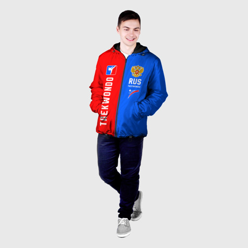 Мужская куртка 3D с принтом Тхэквондо синий и красный, фото на моделе #1