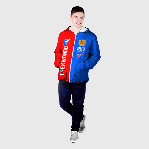 Мужская куртка 3D Тхэквондо синий и красный, цвет 3D печать - фото 3