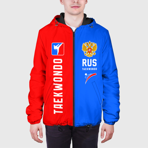 Мужская куртка 3D с принтом Тхэквондо синий и красный, вид сбоку #3