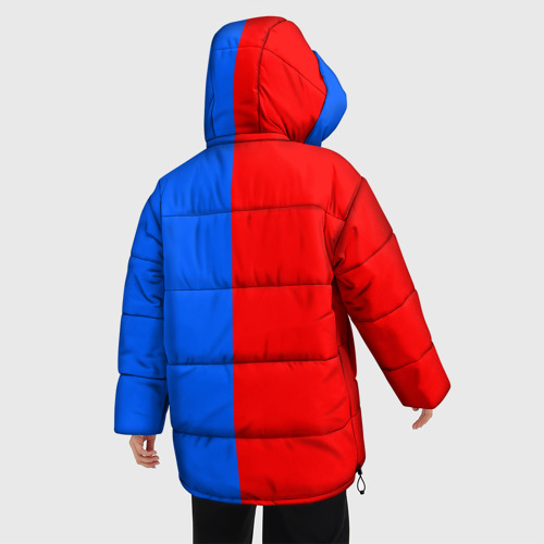 Женская зимняя куртка 3D с принтом Тхэквондо синий и красный, вид сзади #2