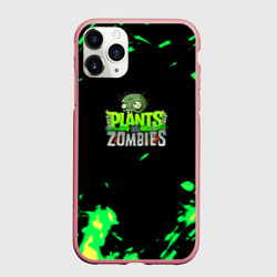 Чехол для iPhone 11 Pro Max матовый Plants vs. Zombies зелёная текстура 