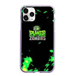 Чехол для iPhone 11 Pro Max матовый Plants vs. Zombies зелёная текстура 