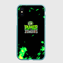 Чехол для iPhone XS Max матовый Plants vs. Zombies зелёная текстура 