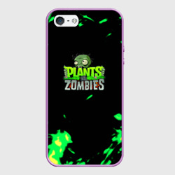 Чехол для iPhone 5/5S матовый Plants vs. Zombies зелёная текстура 