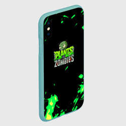 Чехол для iPhone XS Max матовый Plants vs. Zombies зелёная текстура  - фото 2