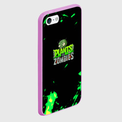 Чехол для iPhone 5/5S матовый Plants vs. Zombies зелёная текстура  - фото 2