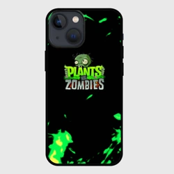 Чехол для iPhone 13 mini Plants vs. Zombies зелёная текстура 