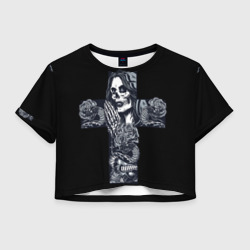 Женская футболка Crop-top 3D Santa muerte cross