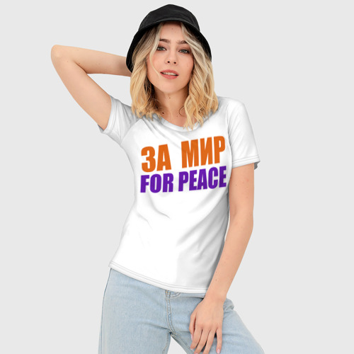 Женская футболка 3D Slim For peace за мир, цвет 3D печать - фото 3