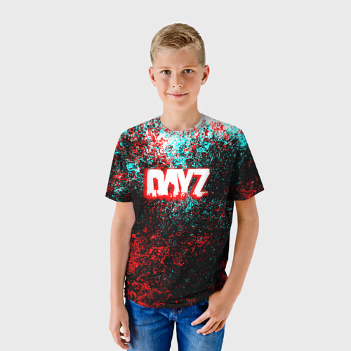 Детская футболка 3D Dayz глитч брызги красок, цвет 3D печать - фото 3