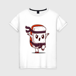 Ниндзя суши   – Женская футболка хлопок с принтом купить со скидкой в -20%