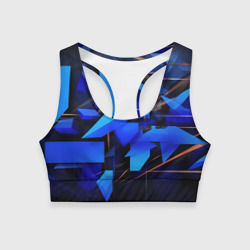 Темный синий фон спортивный  стиль  абстракт – Женский спортивный топ 3D с принтом купить
