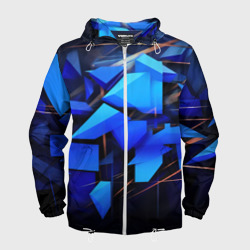 Темный синий фон спортивный  стиль  абстракт – Мужская ветровка 3D с принтом купить