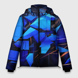 Темный синий фон спортивный  стиль  абстракт – Мужская зимняя куртка 3D с принтом купить