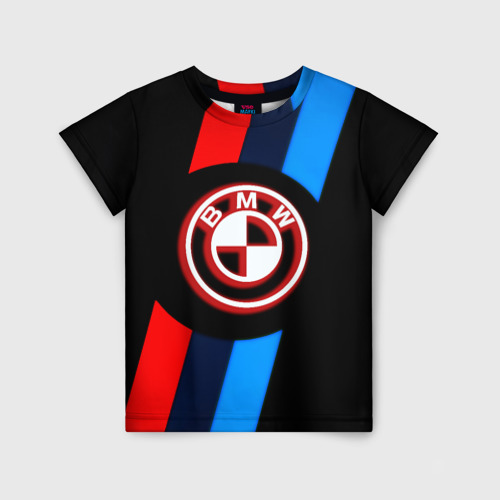 Детская футболка с принтом BMW sport geometry line, вид спереди №1