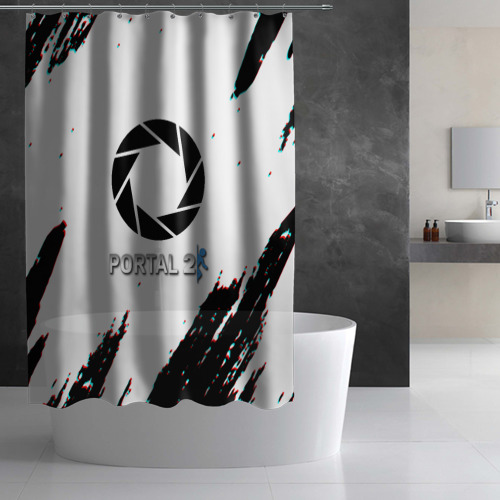Штора 3D для ванной Portal 2 краски валв - фото 2