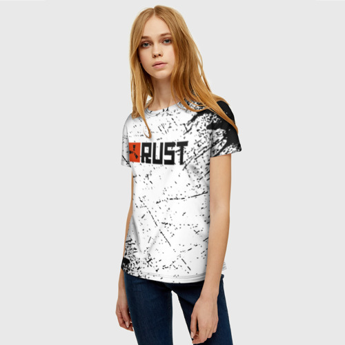 Женская футболка 3D с принтом RUST брызги красок, фото на моделе #1