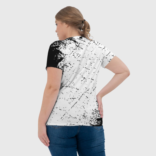 Женская футболка 3D с принтом RUST брызги красок, вид сзади #2