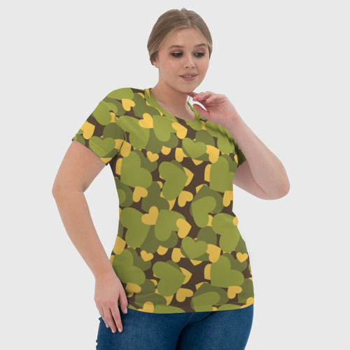 Женская футболка 3D с принтом Сердечки - камуфляж, фото #4