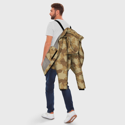 Мужская зимняя куртка 3D с принтом Фак - камуфляж, вид сзади #2