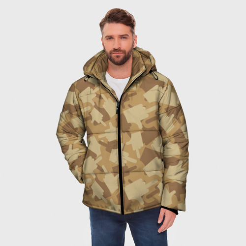 Мужская зимняя куртка 3D с принтом Фак - камуфляж, фото на моделе #1