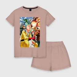 Женская пижама с шортиками хлопок Сайтама ванпанчмен основные персонажи