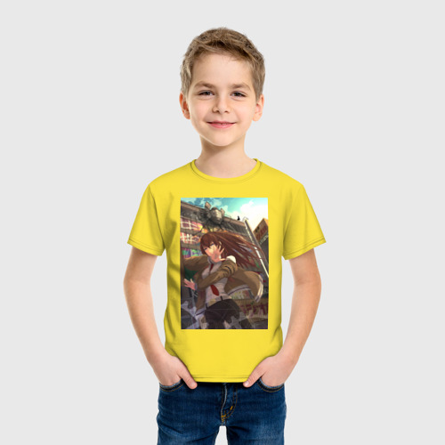 Детская футболка хлопок Врата Штейна Курису Макисэ, цвет желтый - фото 3