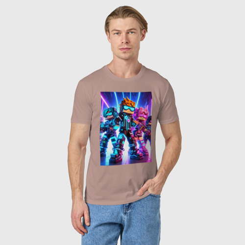 Мужская футболка хлопок с принтом Minecraft - characters ai art, фото на моделе #1