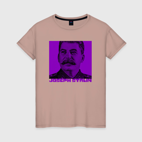 Женская футболка хлопок с принтом Joseph Stalin, вид спереди #2