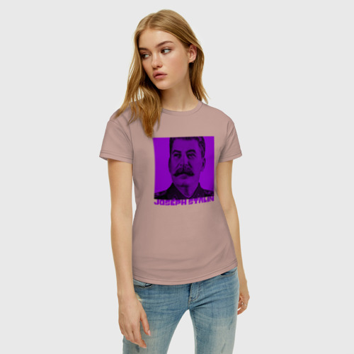 Женская футболка хлопок с принтом Joseph Stalin, фото на моделе #1