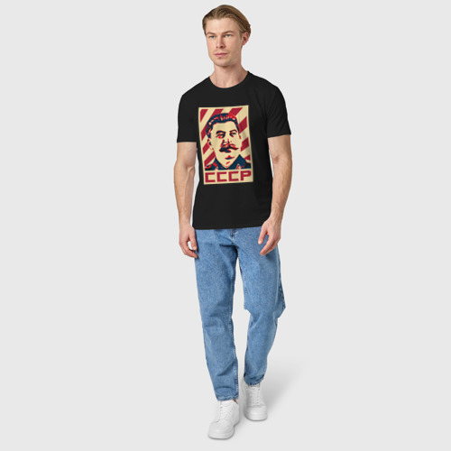 Мужская футболка хлопок СССР Сталин, цвет черный - фото 5
