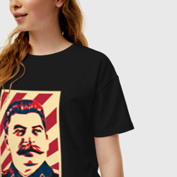 Женская футболка хлопок Oversize СССР Сталин - фото 2