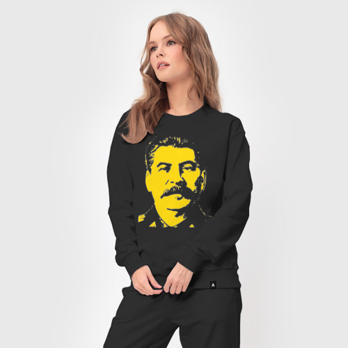 Женский костюм хлопок с принтом Yellow Stalin, вид сбоку #3