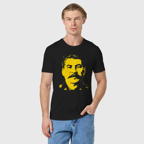 Мужская футболка хлопок Yellow Stalin, цвет черный - фото 3